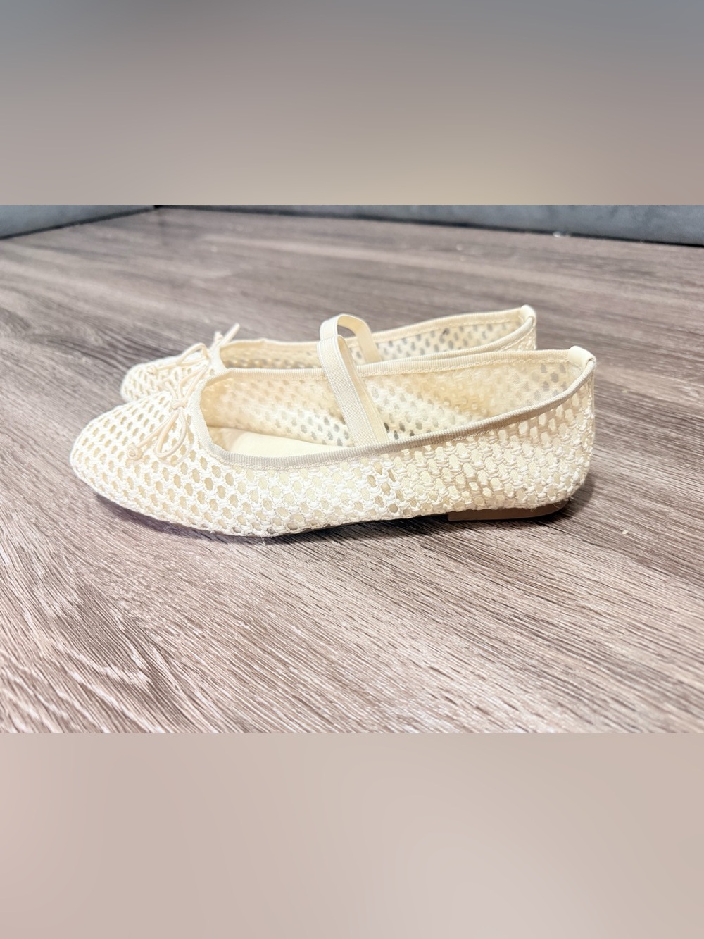 Nicole Miller Mesh Mary Jane Ballet Flats Bow Strap Slip On Square Toe US 8.5 - Picture 4 of 7